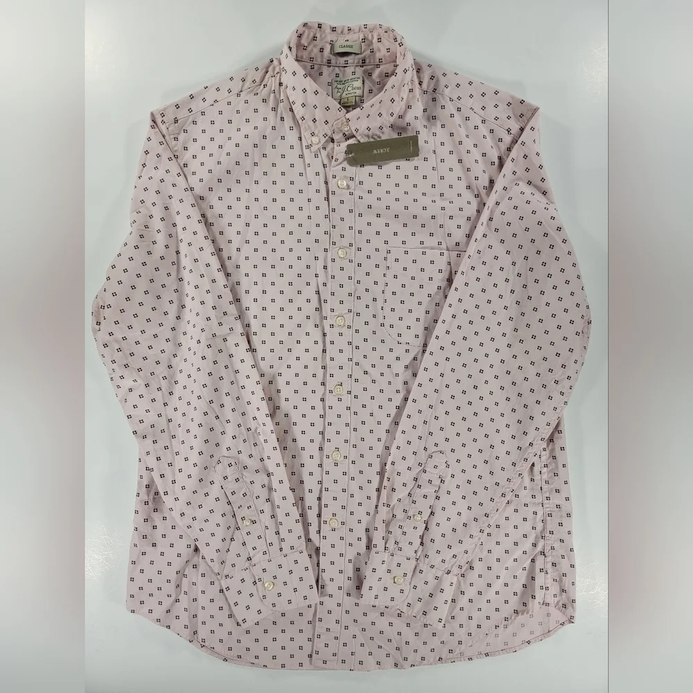 NEW J. Crew Button Shirt Classic Stretch Floral Secret Wash Cotton Poplin Mens L
